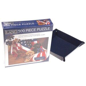 Lang American Puppy 500 Piece Jigsaw Puzzle Sorter Tray Gift 24x18 Jim Lamb